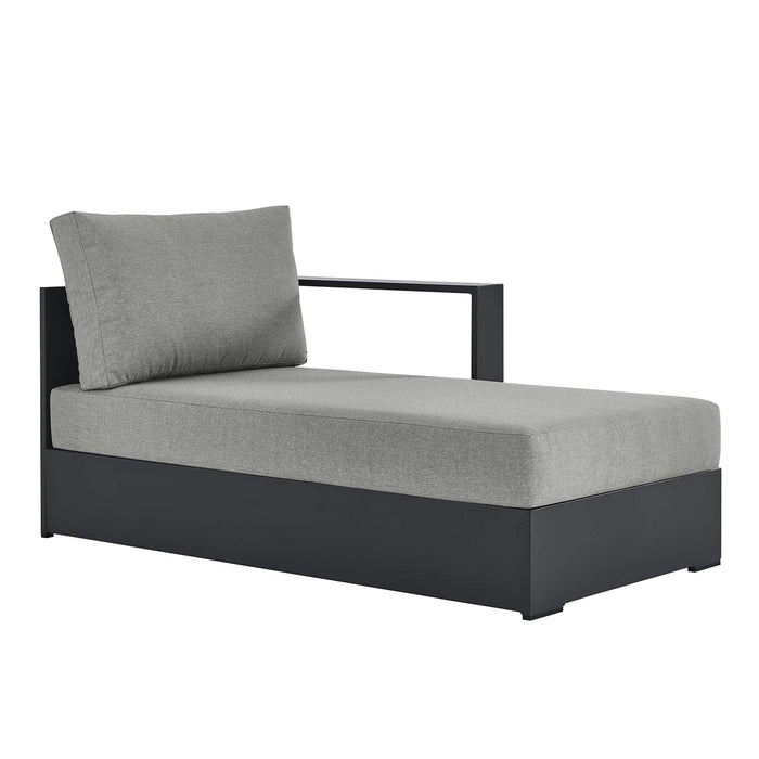 Tahoe Outdoor Patio Powder-Coated Aluminum Modular Right-Facing Chaise Lounge Gray Gray