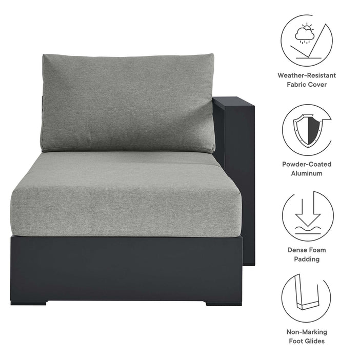 Tahoe Outdoor Patio Powder-Coated Aluminum Modular Right-Facing Chaise Lounge Gray Gray