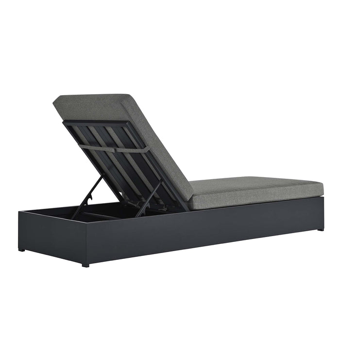 Tahoe Outdoor Patio Powder-Coated Aluminum Chaise Lounge Chair Gray Charcoal