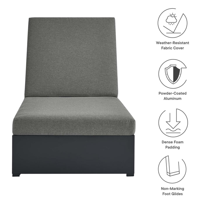 Tahoe Outdoor Patio Powder-Coated Aluminum Chaise Lounge Chair Gray Charcoal