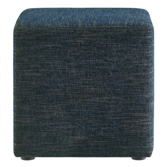 Callum 17" Square Woven Heathered Fabric Upholstered Ottoman