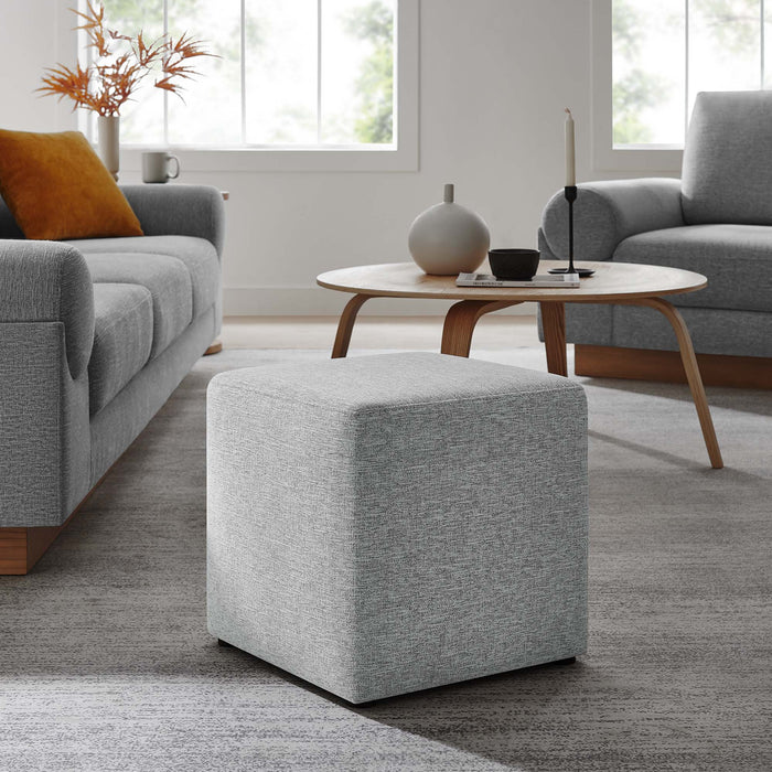 Callum 17" Square Woven Heathered Fabric Upholstered Ottoman