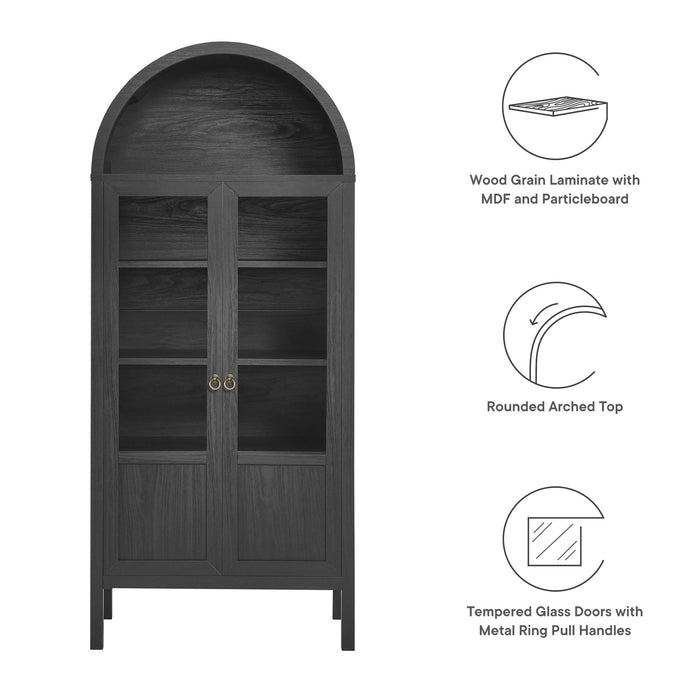 Modway Tessa Tall Arched Storage Display Cabinet in Black - Side View