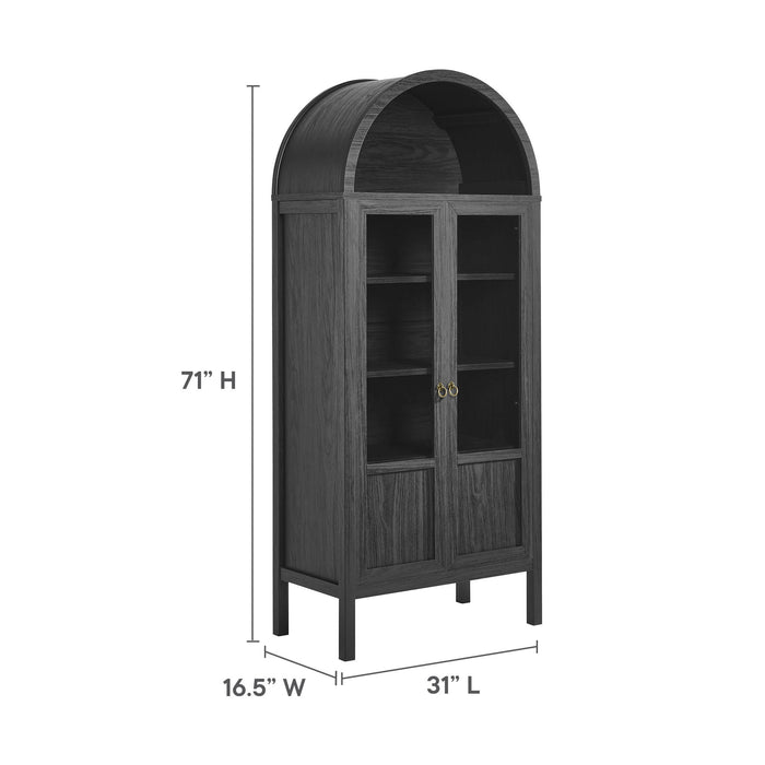 Modway Tessa Tall Arched Storage Display Cabinet in Black - Detail View