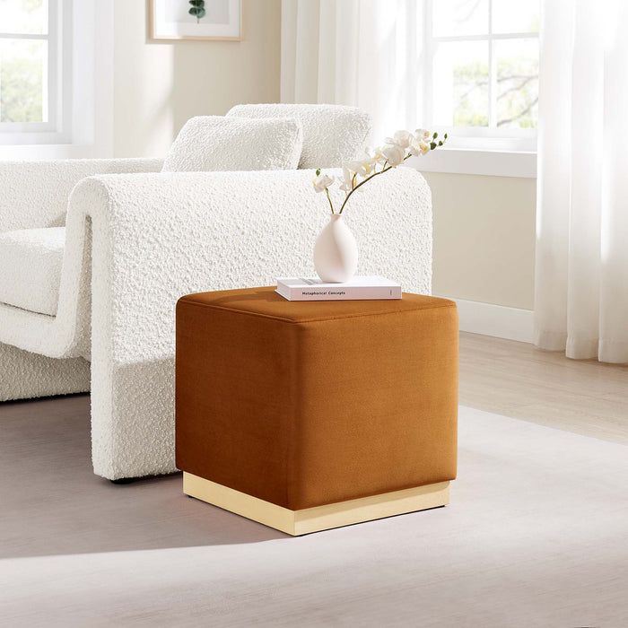 Tilden 17" Square Performance Velvet Upholstered Ottoman
