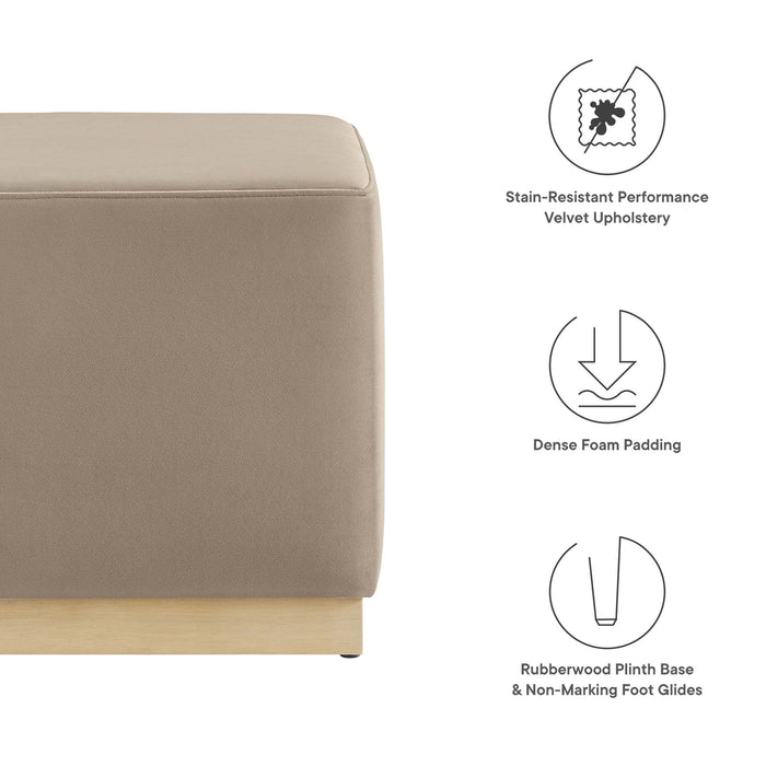 Tilden 17" Square Performance Velvet Upholstered Ottoman