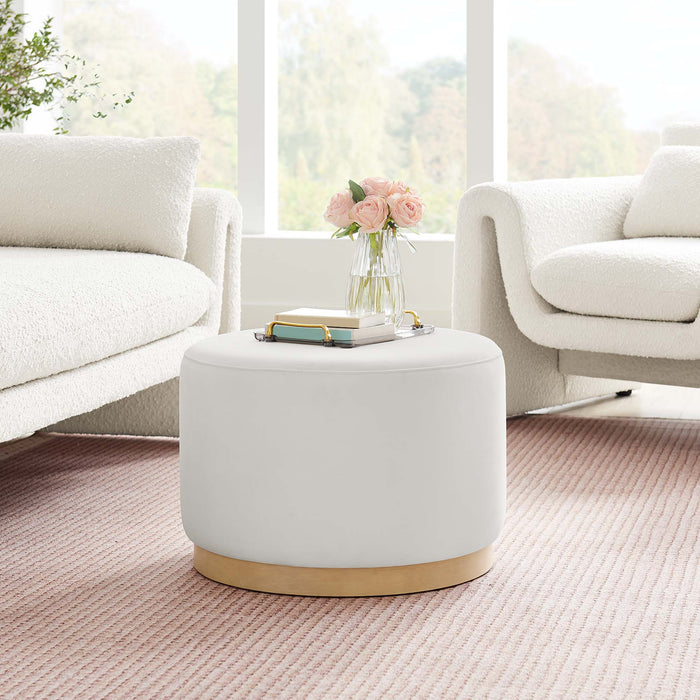 Tilden Large 23" Round Performance Velvet Upholstered Ottoman