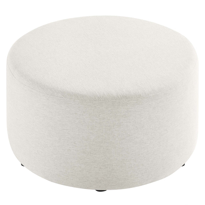 Callum Large 29" Round Woven Heathered Fabric Upholstered Ottoman
