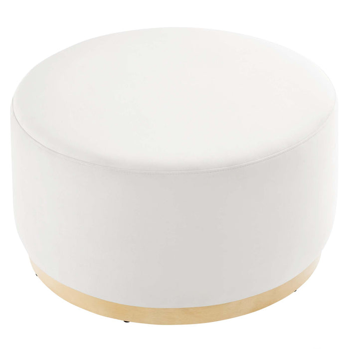 Modway Tilden Large 29" Round Performance Velvet Upholstered Ottoman Living Room Furniture - Lifestyle View