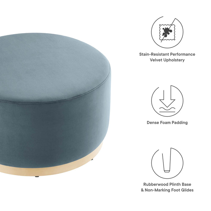 Modway Tilden Large 29" Round Performance Velvet Upholstered Ottoman Living Room Furniture - Installation View