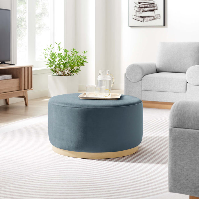 Modway Tilden Large 29" Round Performance Velvet Upholstered Ottoman Living Room Furniture - Features