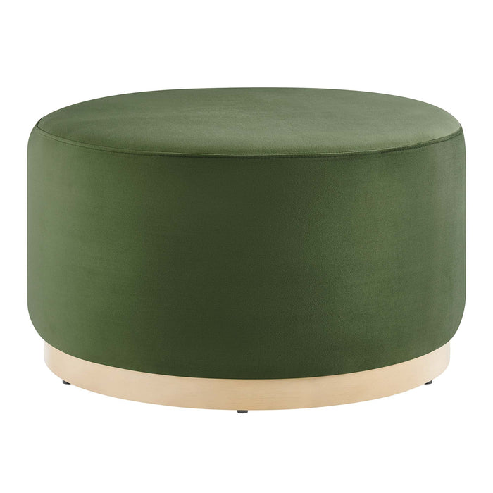 Modway Tilden Large 29" Round Performance Velvet Upholstered Ottoman Living Room Furniture in Blue