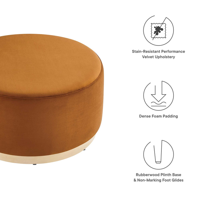 Modway Tilden Large 29" Round Performance Velvet Upholstered Ottoman Living Room Furniture - View 20