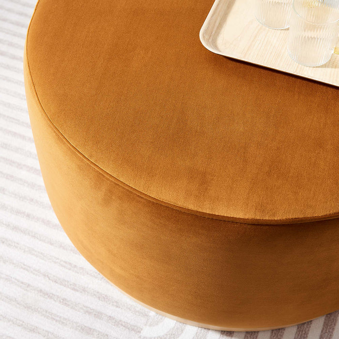 Modway Tilden Large 29" Round Performance Velvet Upholstered Ottoman Living Room Furniture - View 22