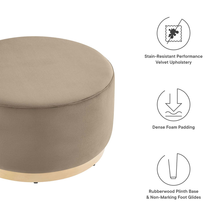 Modway Tilden Large 29" Round Performance Velvet Upholstered Ottoman Living Room Furniture - View 26