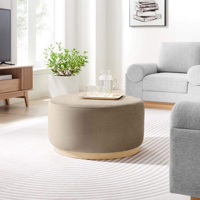 Modway Tilden Large 29" Round Performance Velvet Upholstered Ottoman Living Room Furniture - View 25