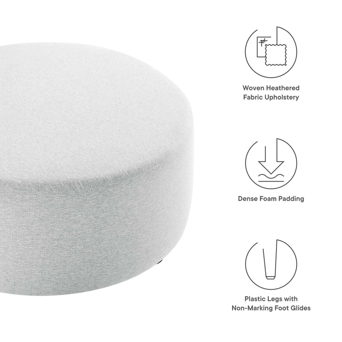 Callum Large 38" Round Woven Heathered Fabric Upholstered Ottoman
