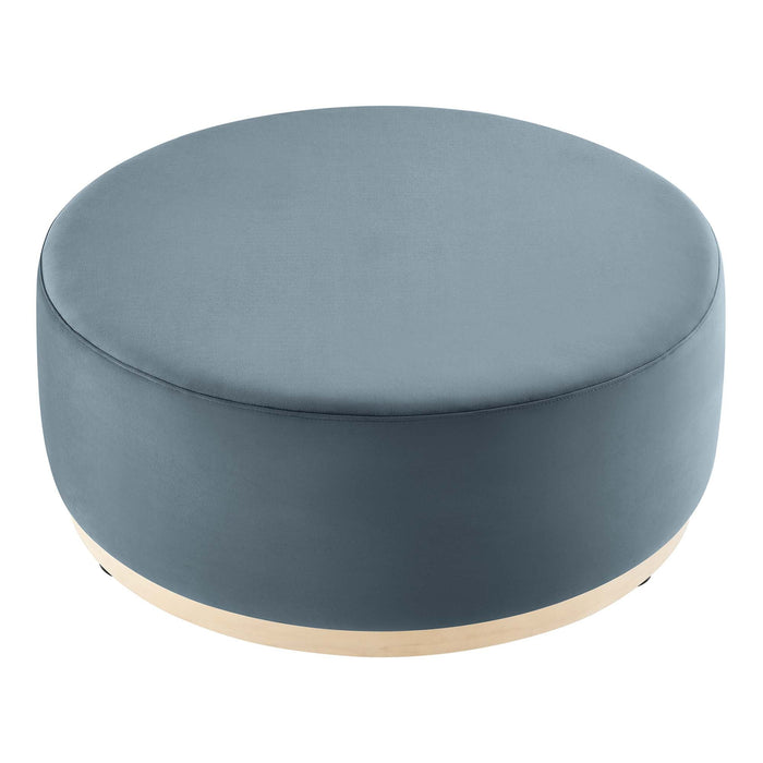 Modway Tilden Large 38" Round Performance Velvet Upholstered Ottoman Living Room Furniture - View 11