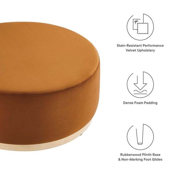 Modway Tilden Large 38" Round Performance Velvet Upholstered Ottoman Living Room Furniture - View 20
