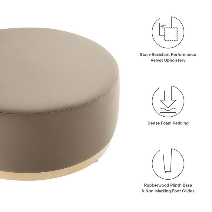 Modway Tilden Large 38" Round Performance Velvet Upholstered Ottoman Living Room Furniture - View 26