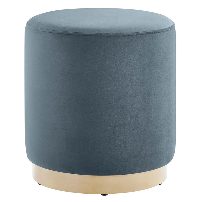 Tilden 16" Round Performance Velvet Upholstered Ottoman