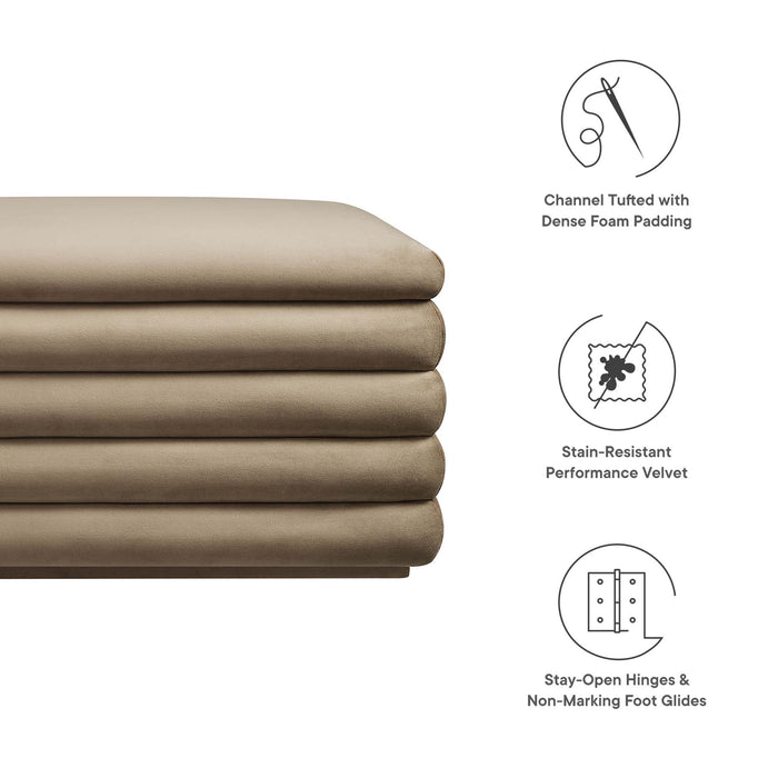 Mezzo Upholstered Performance Velvet Storage Bench