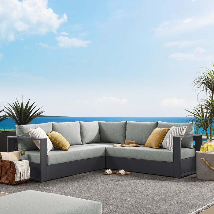 Tahoe 3-Piece Outdoor Patio Powder-Coated Aluminum Sectional Sofa Set by Modway - feature highlight