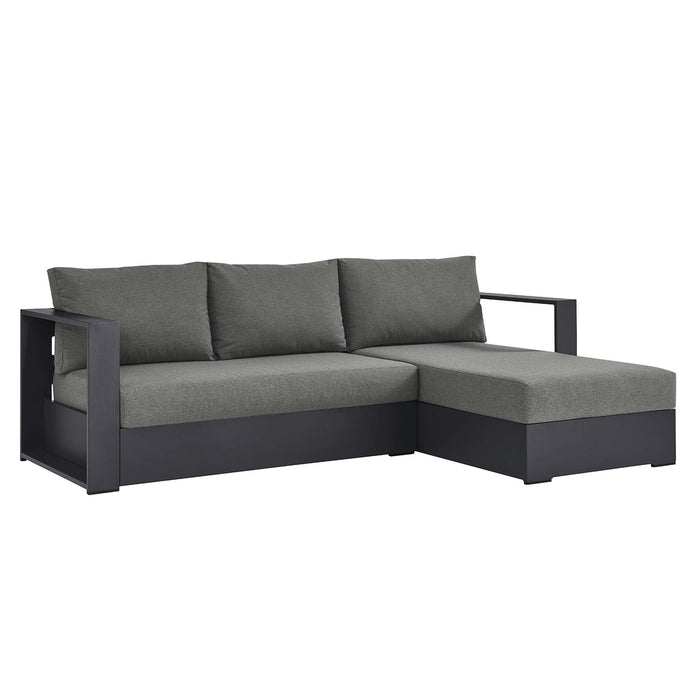 Tahoe 2-Piece Outdoor Patio Powder-Coated Aluminum Right-Facing Chaise Sectional Sofa Set Gray Charcoal