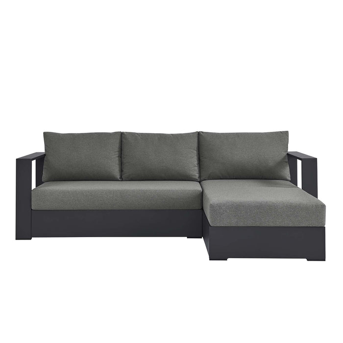 Tahoe 2-Piece Outdoor Patio Powder-Coated Aluminum Right-Facing Chaise Sectional Sofa Set Gray Charcoal