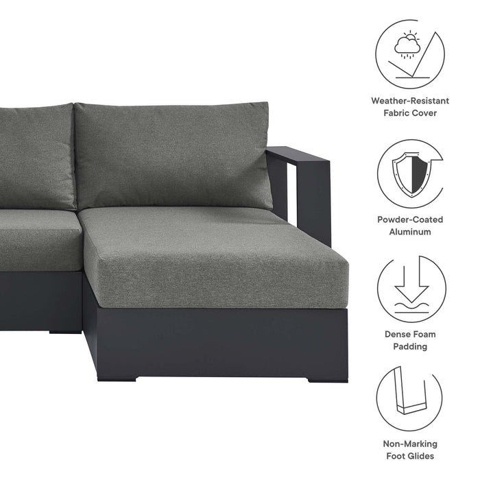 Tahoe 2-Piece Outdoor Patio Powder-Coated Aluminum Right-Facing Chaise Sectional Sofa Set Gray Charcoal