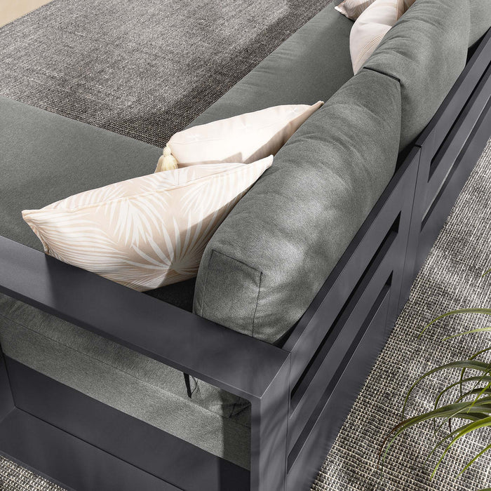 Tahoe 2-Piece Outdoor Patio Powder-Coated Aluminum Right-Facing Chaise Sectional Sofa Set Gray Charcoal