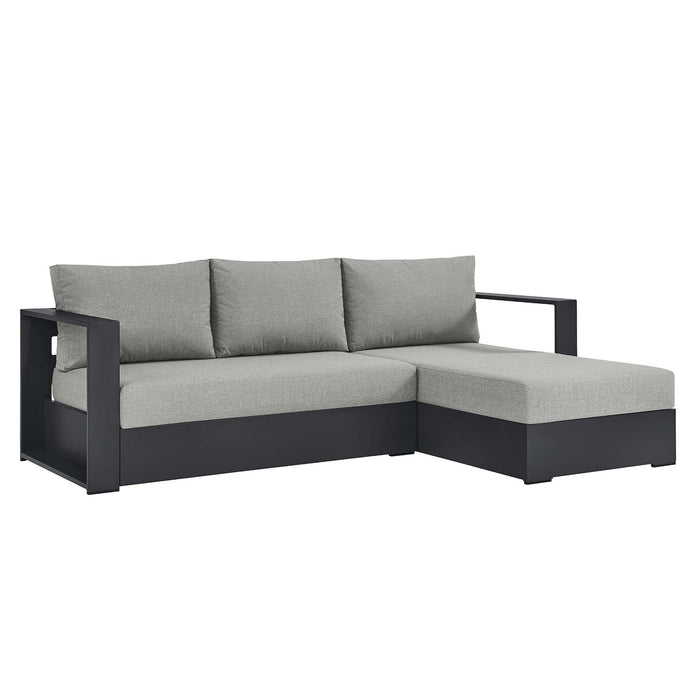 Tahoe 2-Piece Outdoor Patio Powder-Coated Aluminum Right-Facing Chaise Sectional Sofa Set Gray Gray