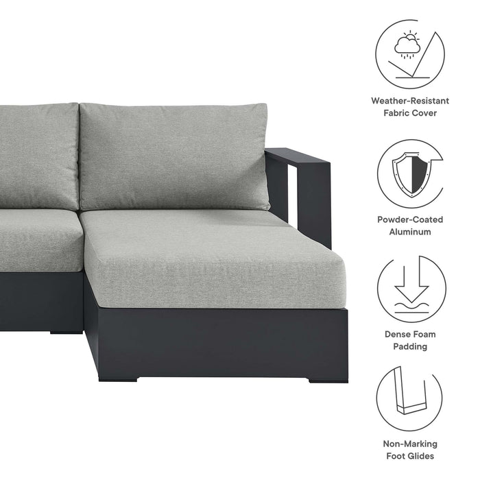 Tahoe 2-Piece Outdoor Patio Powder-Coated Aluminum Right-Facing Chaise Sectional Sofa Set Gray Gray