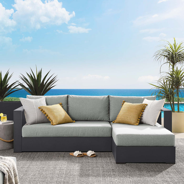 Tahoe 2-Piece Outdoor Patio Powder-Coated Aluminum Right-Facing Chaise Sectional Sofa Set Gray Gray