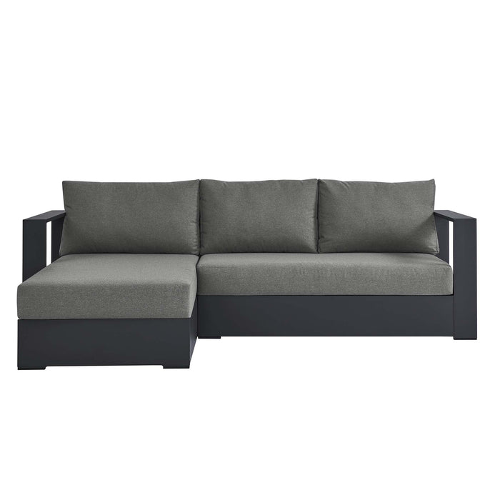 Tahoe 2-Piece Outdoor Patio Powder-Coated Aluminum Left-Facing Chaise Sectional Sofa Set Gray Charcoal