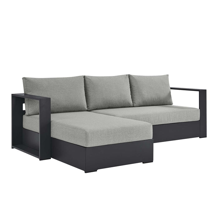 Tahoe 2-Piece Outdoor Patio Powder-Coated Aluminum Left-Facing Chaise Sectional Sofa Set Gray Gray