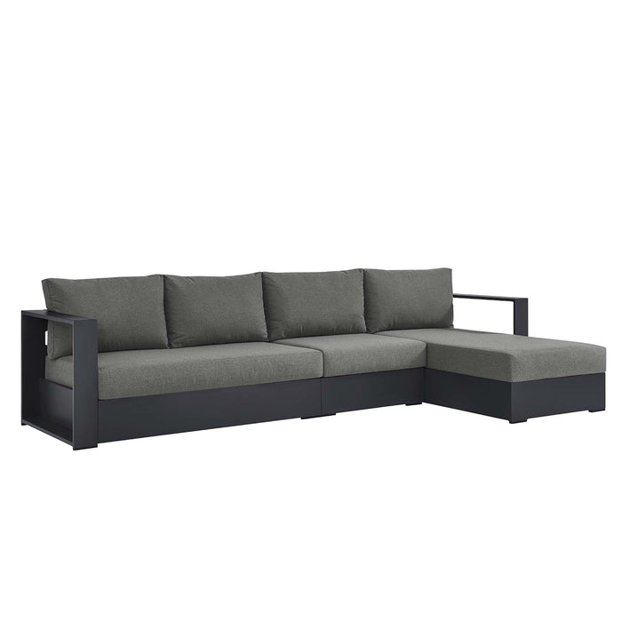 Tahoe 3-Piece Outdoor Patio Powder-Coated Aluminum Right-Facing Chaise Sectional Sofa Set Gray Charcoal