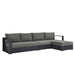 Tahoe 3-Piece Outdoor Patio Powder-Coated Aluminum Right-Facing Chaise Sectional Sofa Set Gray Charcoal