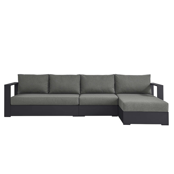 Tahoe 3-Piece Outdoor Patio Powder-Coated Aluminum Right-Facing Chaise Sectional Sofa Set Gray Charcoal