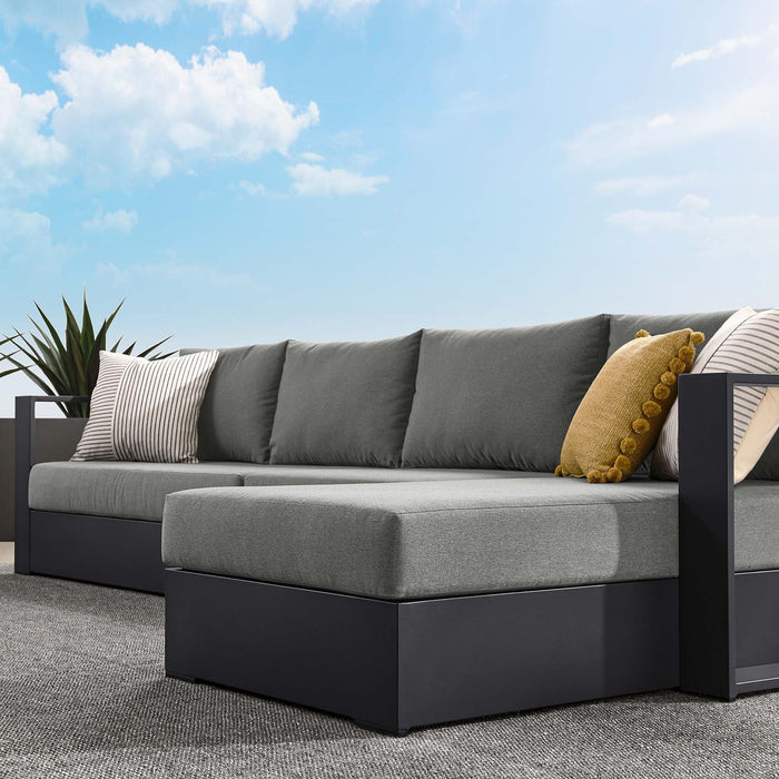 Tahoe 3-Piece Outdoor Patio Powder-Coated Aluminum Right-Facing Chaise Sectional Sofa Set Gray Charcoal