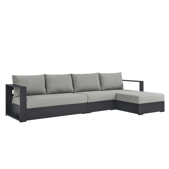 Tahoe 3-Piece Outdoor Patio Powder-Coated Aluminum Right-Facing Chaise Sectional Sofa Set Gray Gray