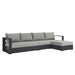Tahoe 3-Piece Outdoor Patio Powder-Coated Aluminum Right-Facing Chaise Sectional Sofa Set Gray Gray