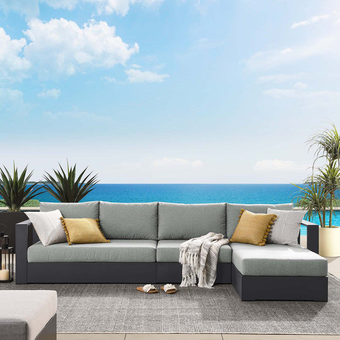 Tahoe 3-Piece Outdoor Patio Powder-Coated Aluminum Right-Facing Chaise Sectional Sofa Set Gray Gray