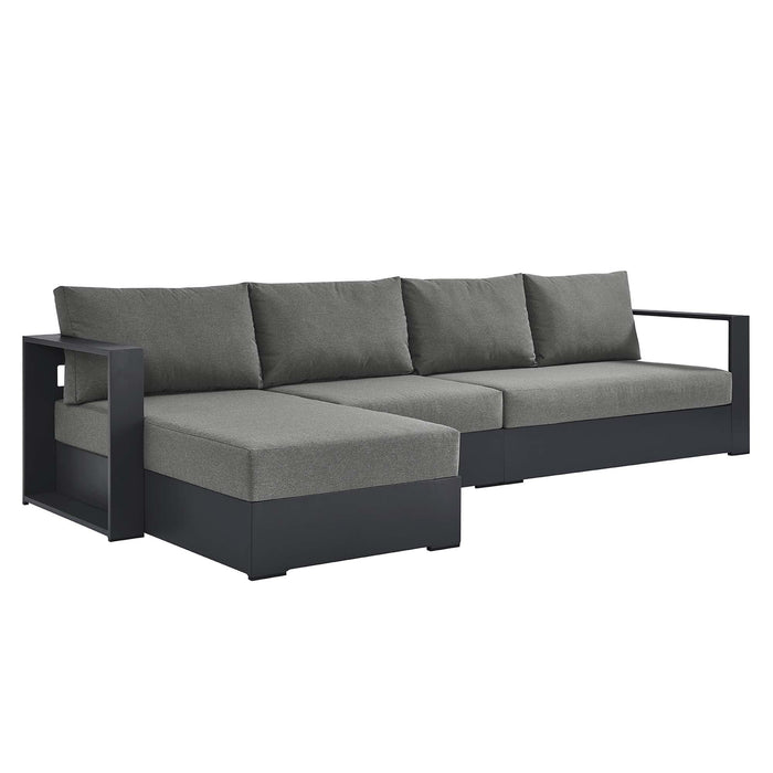 Tahoe 3-Piece Outdoor Patio Powder-Coated Aluminum Left-Facing Chaise Sectional Sofa Set Gray Charcoal