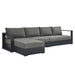 Tahoe 3-Piece Outdoor Patio Powder-Coated Aluminum Left-Facing Chaise Sectional Sofa Set Gray Charcoal
