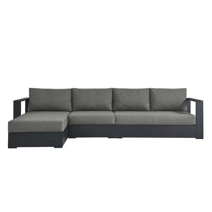 Tahoe 3-Piece Outdoor Patio Powder-Coated Aluminum Left-Facing Chaise Sectional Sofa Set Gray Charcoal