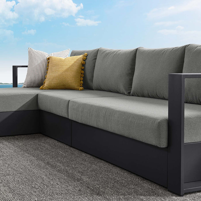 Tahoe 3-Piece Outdoor Patio Powder-Coated Aluminum Left-Facing Chaise Sectional Sofa Set Gray Charcoal