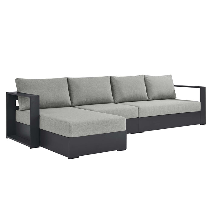 Tahoe 3-Piece Outdoor Patio Powder-Coated Aluminum Left-Facing Chaise Sectional Sofa Set Gray Gray