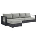 Tahoe 3-Piece Outdoor Patio Powder-Coated Aluminum Left-Facing Chaise Sectional Sofa Set Gray Gray