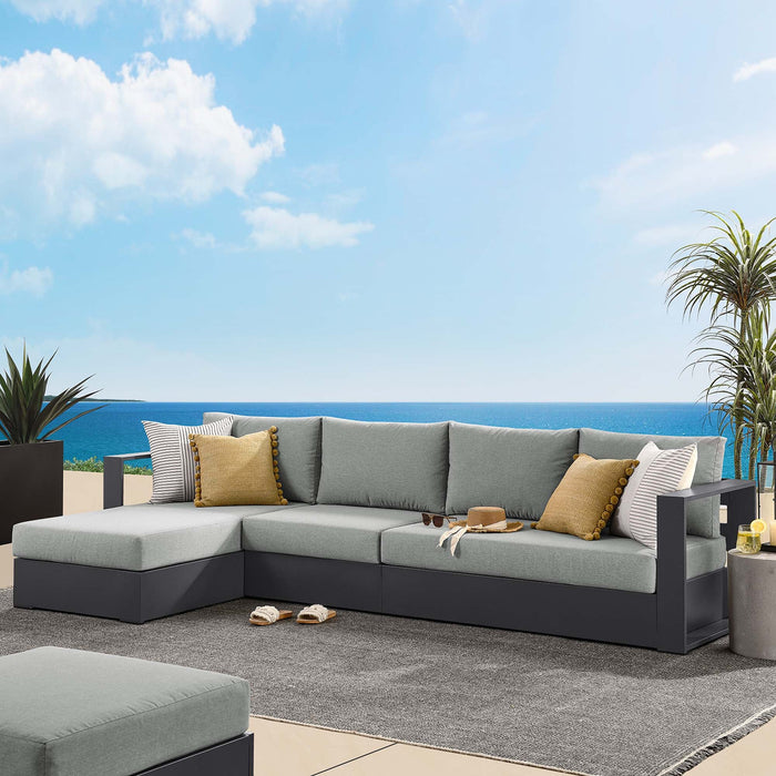 Tahoe 3-Piece Outdoor Patio Powder-Coated Aluminum Left-Facing Chaise Sectional Sofa Set Gray Gray